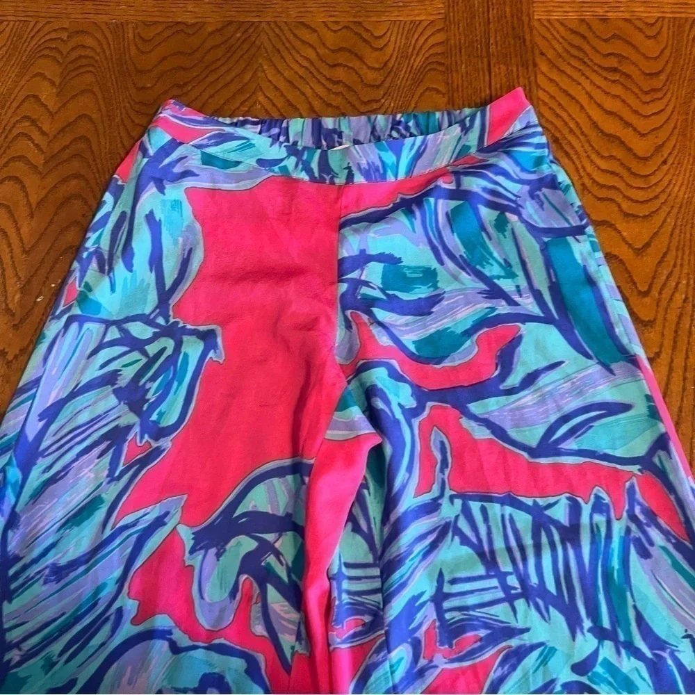 Lilly Pulitzer Graphic Colorful Palazzo Pull-on Pants Sz XS Flowy Lightweight